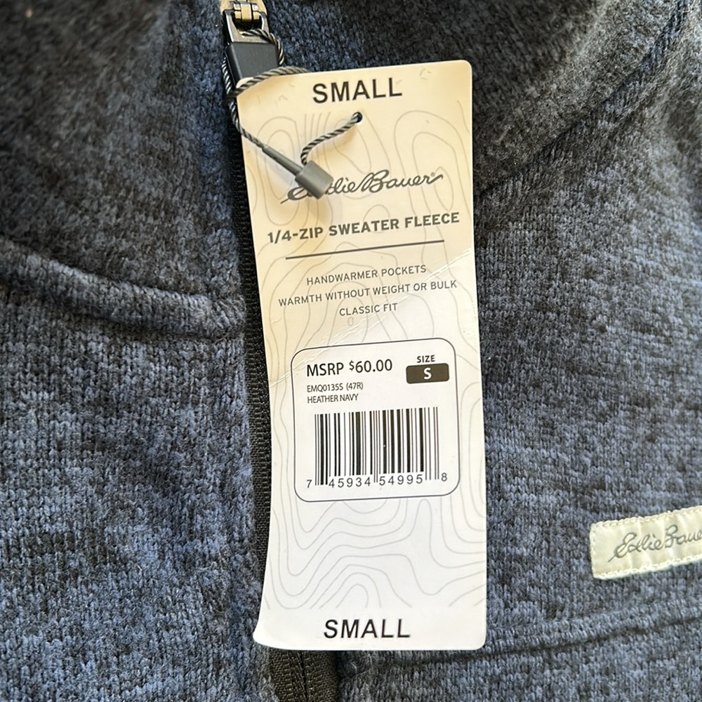 NWT Eddie Bauer Men’s Quarter Zip Sweater Fleece Small - Picture 3 of 9